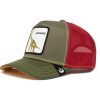 Gorra trucker Goorin bros rejilla y ajustable THUNDER LIZARD HERBIVORE dinosaurio verde y roja