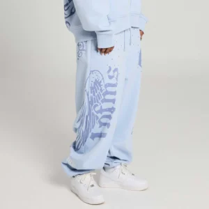 Pantalón GRIMEY sport baggy sweat azul con mini tachuelas