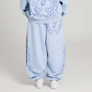 Pantalón GRIMEY sport baggy sweat azul con mini tachuelas