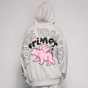 Sudadera GRIMEY con capucha concreat we are above gris estampada