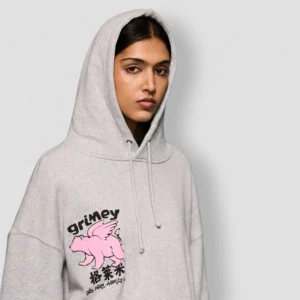 Sudadera GRIMEY con capucha concreat we are above gris estampada
