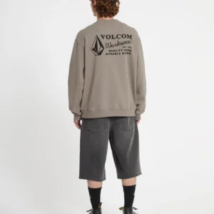 Sudadera VOLCOM cuello redondo Workwear estampado marrón