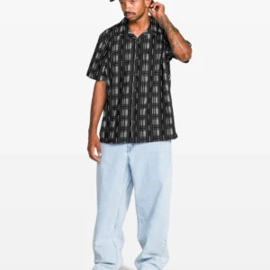 Camisa VOLCOM hombre estampada llamativa macross negro y blanco