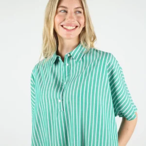Vestido WEMOTO camisero dorine de rayas verde