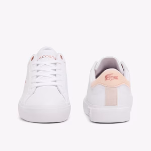 Zapatillas LACOSTE mujer powercourt 2 sneakers blancas cocodrilo rosa