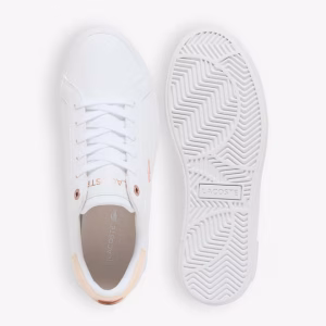 Zapatillas LACOSTE mujer powercourt 2 sneakers blancas cocodrilo rosa
