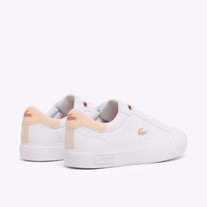 Zapatillas LACOSTE mujer powercourt 2 sneakers blancas cocodrilo rosa