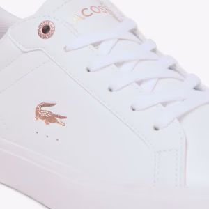 Zapatillas LACOSTE mujer powercourt 2 sneakers blancas cocodrilo rosa