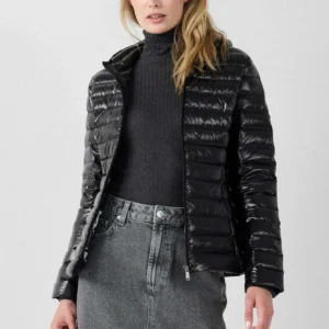 Chaqueta JOTT ligera de pluma con capucha mujer cloe brillo brillante