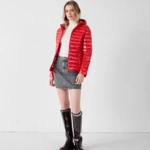 Chaqueta JOTT ligera de pluma con capucha mujer cloe brillo brillante