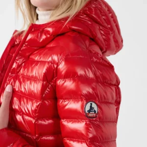 Chaqueta JOTT ligera de pluma con capucha mujer cloe brillo brillante