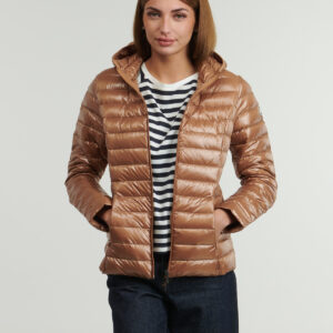 Chaqueta JOTT ligera de pluma con capucha mujer cloe brillo brillante