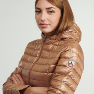 Chaqueta JOTT ligera de pluma con capucha mujer cloe brillo brillante