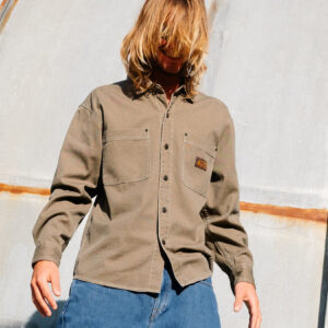 Camisa VOLCOM Hombre Manga Larga Beige Levelstone Pespunte Blanco