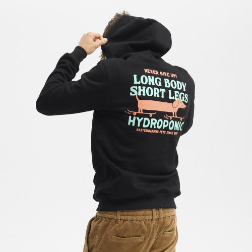 Sudadera Hydroponic-Capucha Perro Salchicha Negra