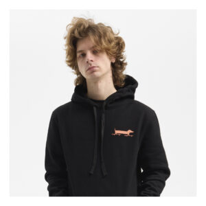 Sudadera Hydroponic-Capucha Perro Salchicha Negra