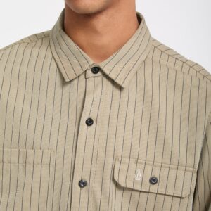 Camisa Volcom anga arga Tradestone Rayada Light Khaki