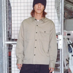 Camisa Volcom anga arga Tradestone Rayada Light Khaki