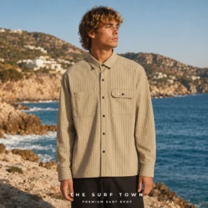Camisa Volcom anga arga Tradestone Rayada Light Khaki