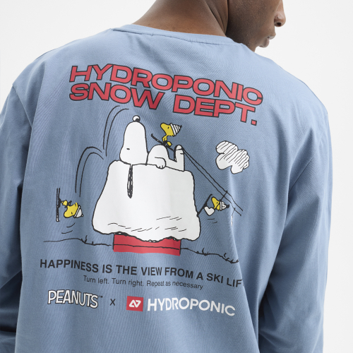 Camiseta HYDROPONIC Manga Larga Peanuts Ski Lift Slate Azul Claro