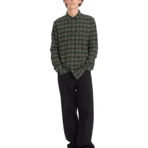 Camisa VOLCOM Hombre De Franela Caden Plaid Ls Cuadros Verde Marrón