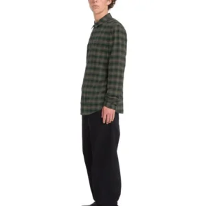 Camisa VOLCOM Hombre De Franela Caden Plaid Ls Cuadros Verde Marrón