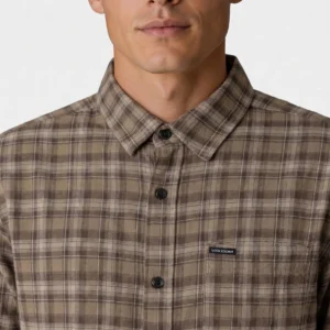 Camisa VOLCOM Hombre De Franela Caden Plaid Ls Cuadros Marrón Claro