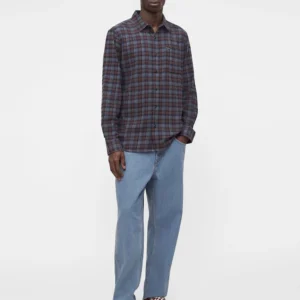 Camisa VOLCOM Hombre De Franela Caden Plaid Ls Cuadros Berenjena Azul