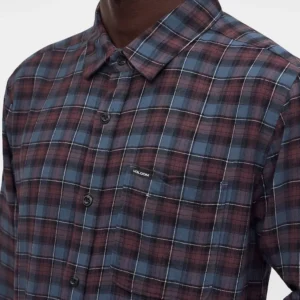 Camisa VOLCOM Hombre De Franela Caden Plaid Ls Cuadros Berenjena Azul