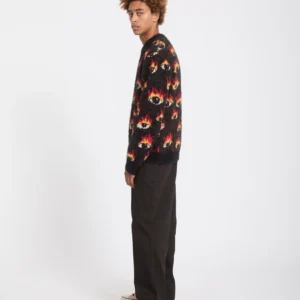 Jersey VOLCOM Hombre De Ozzy Eyes Black Estampado Ojos En Llamas