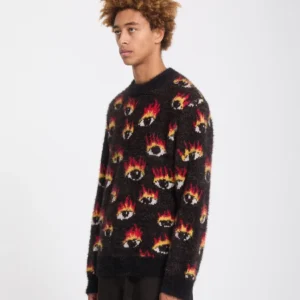 Jersey VOLCOM Hombre De Ozzy Eyes Black Estampado Ojos En Llamas