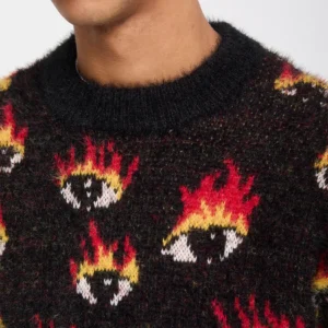 Jersey VOLCOM Hombre De Ozzy Eyes Black Estampado Ojos En Llamas