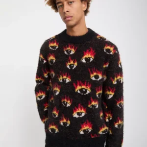 Jersey VOLCOM Hombre De Ozzy Eyes Black Estampado Ojos En Llamas